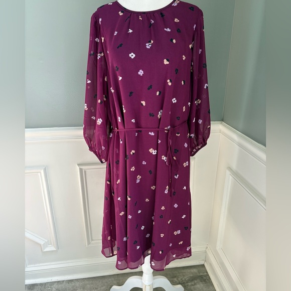 Ann Taylor Purple Long Sleeve Dress - Picture 10 of 10